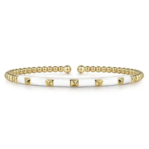 Gabriel & Co. Two-Tone White Enamel  'Bujukan' Cuff Bracelet