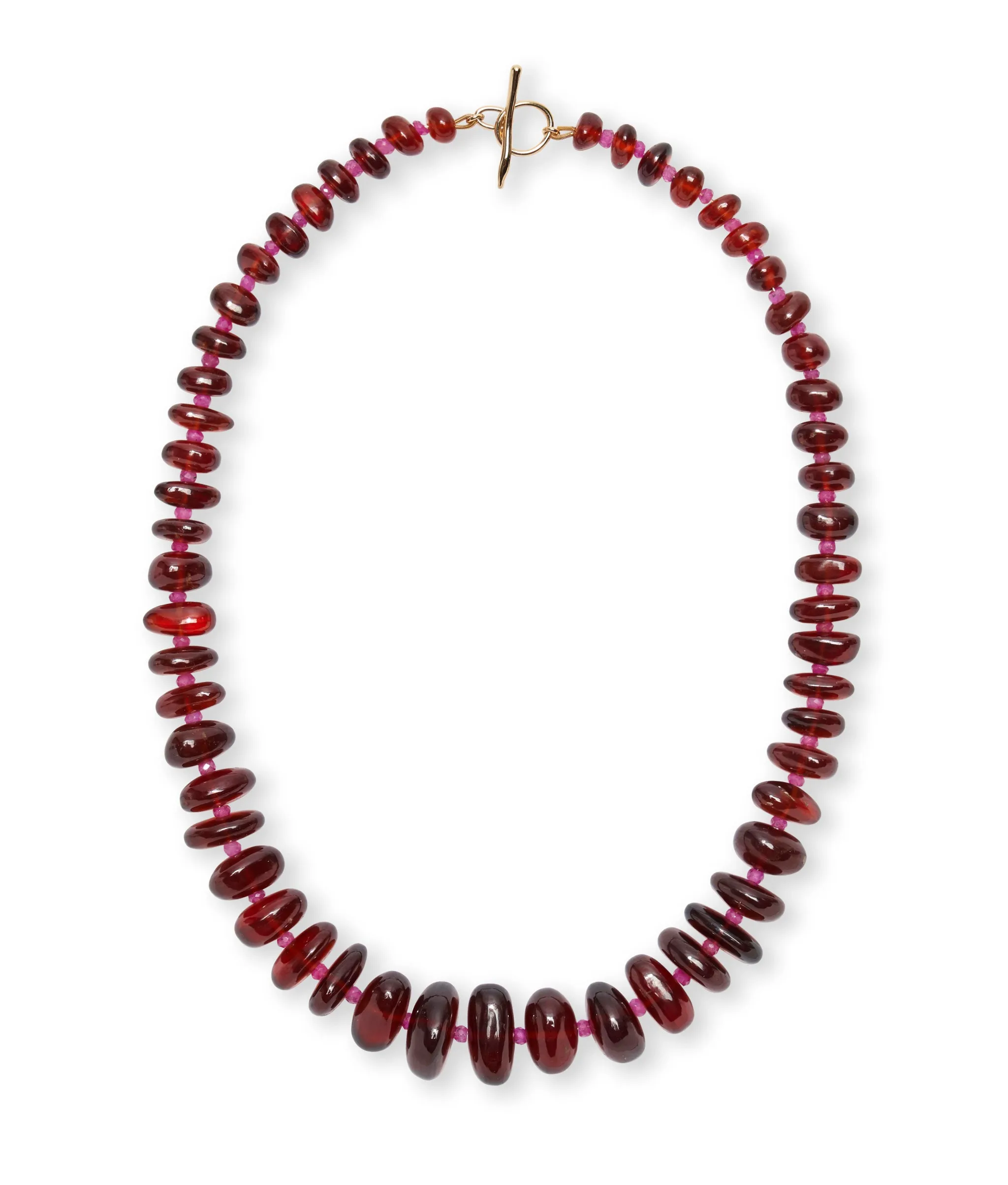 Garnet & Pink Sapphire 14k Gold Necklace