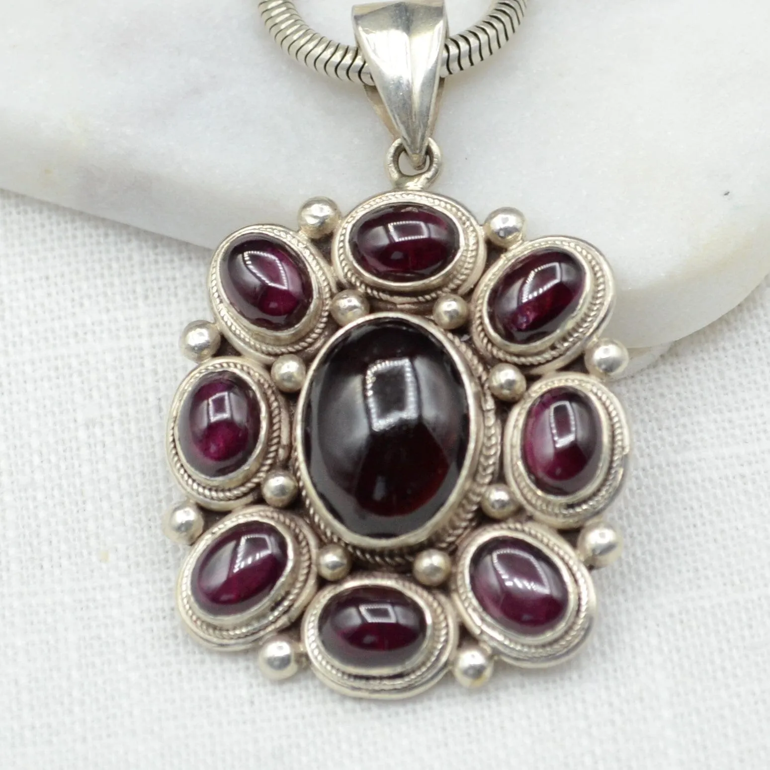 Garnet Beauty Silver Pendant