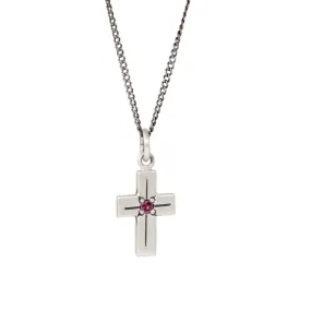 Garnet Cross Necklace