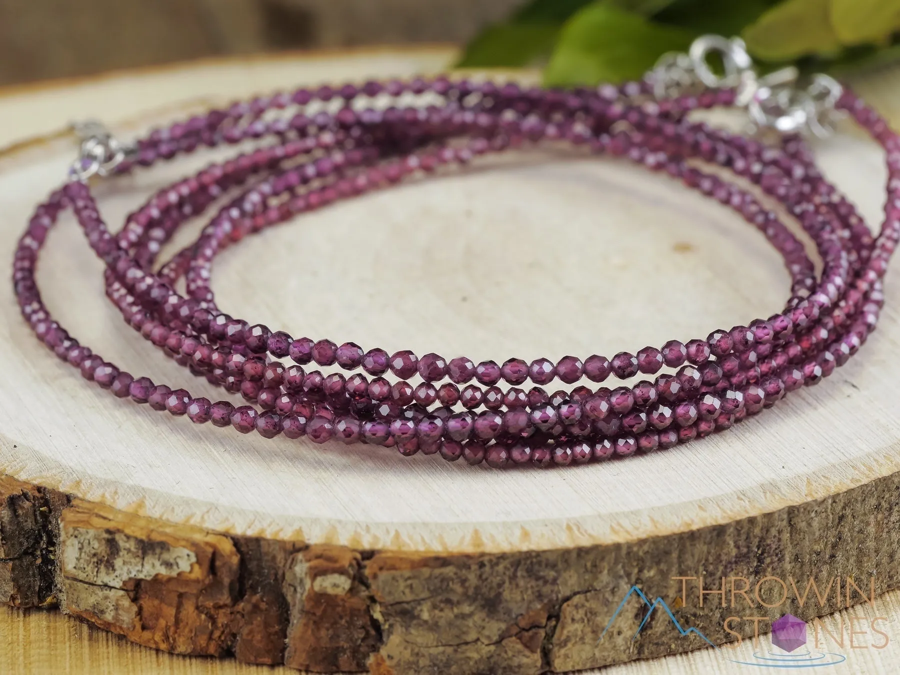 GARNET Crystal Necklace, Choker - Faceted Seed Beads - Dainty Crystal Necklace, Beaded Necklace, Birthstone Necklace, Jewelry, E1580