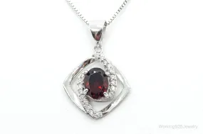 Garnet Cubic Zirconia Sterling Silver Necklace