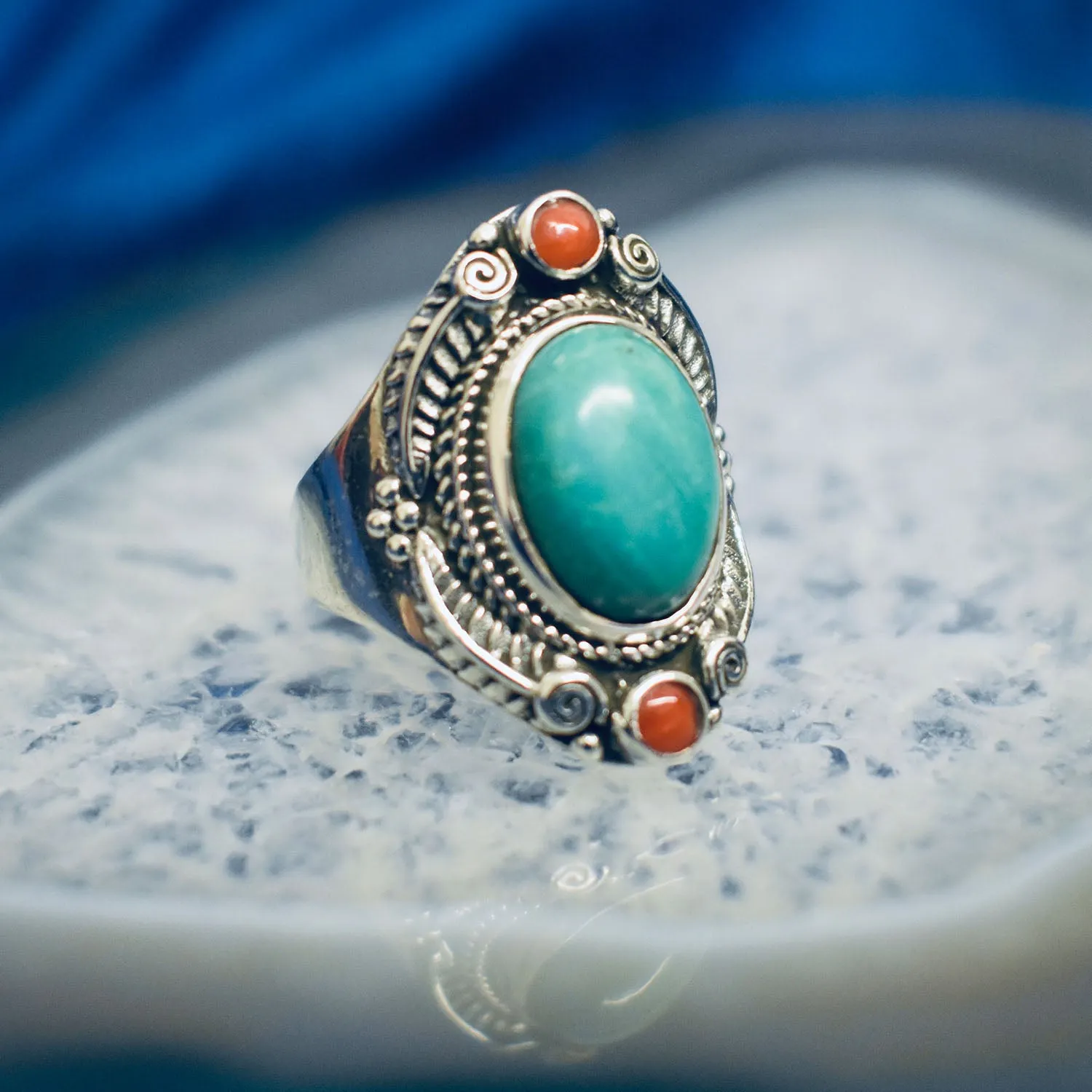 Genuine Turqoise Ring (925) Sterling Silver