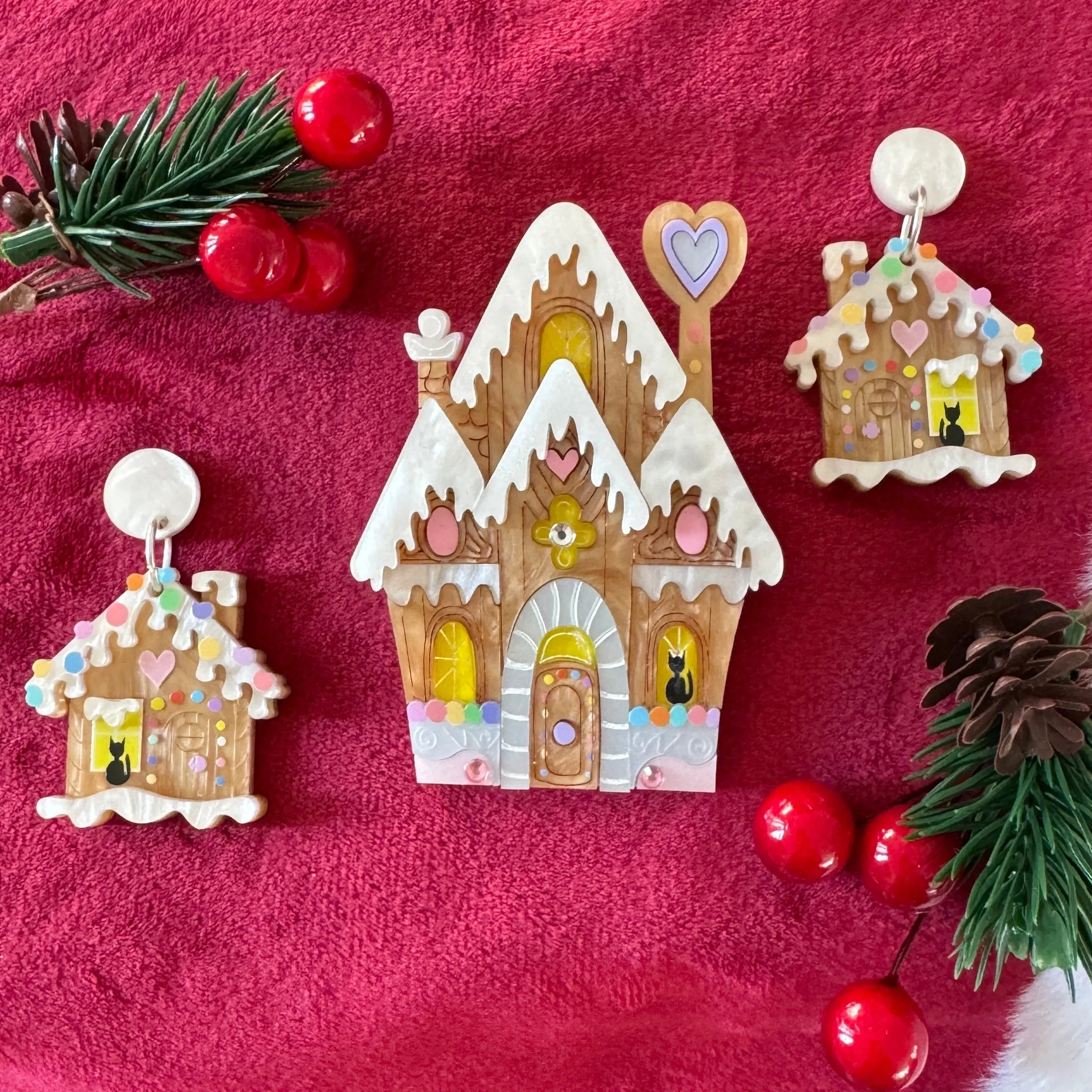 Gingerbread house 2023 - brooch - Set of 2