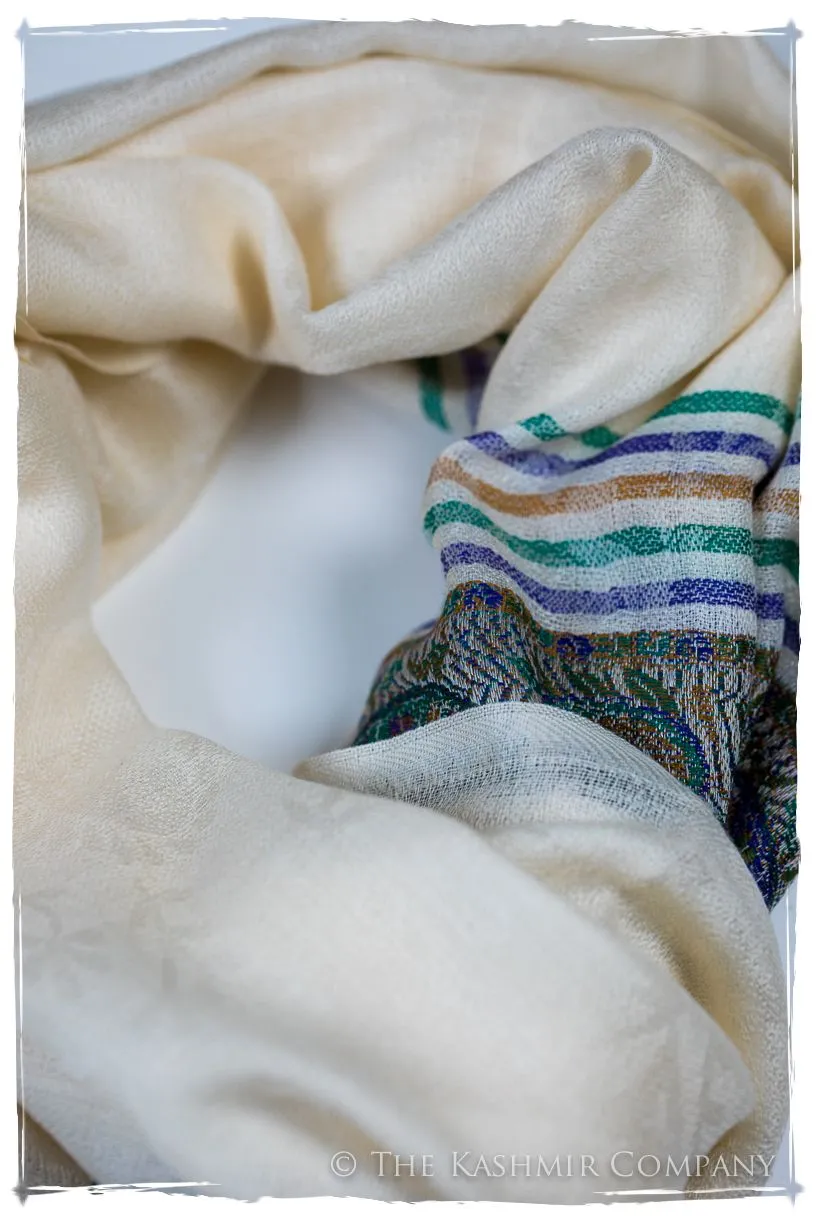 Giovanna Frontière Ivory Kashmir Wool Scarf