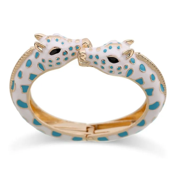 Giraffe Bangle Bracelet Enamel Turquoise