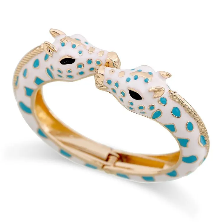 Giraffe Bangle Bracelet Enamel Turquoise