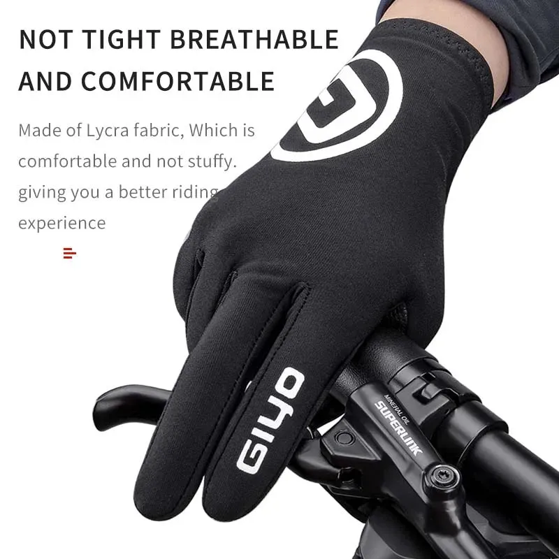 GIYO Winter Gloves Padded Fleece Cycling Motorcycle MTB Bike Gloves Bicycle Full Finger Touch Screen Gloves Water Resistant