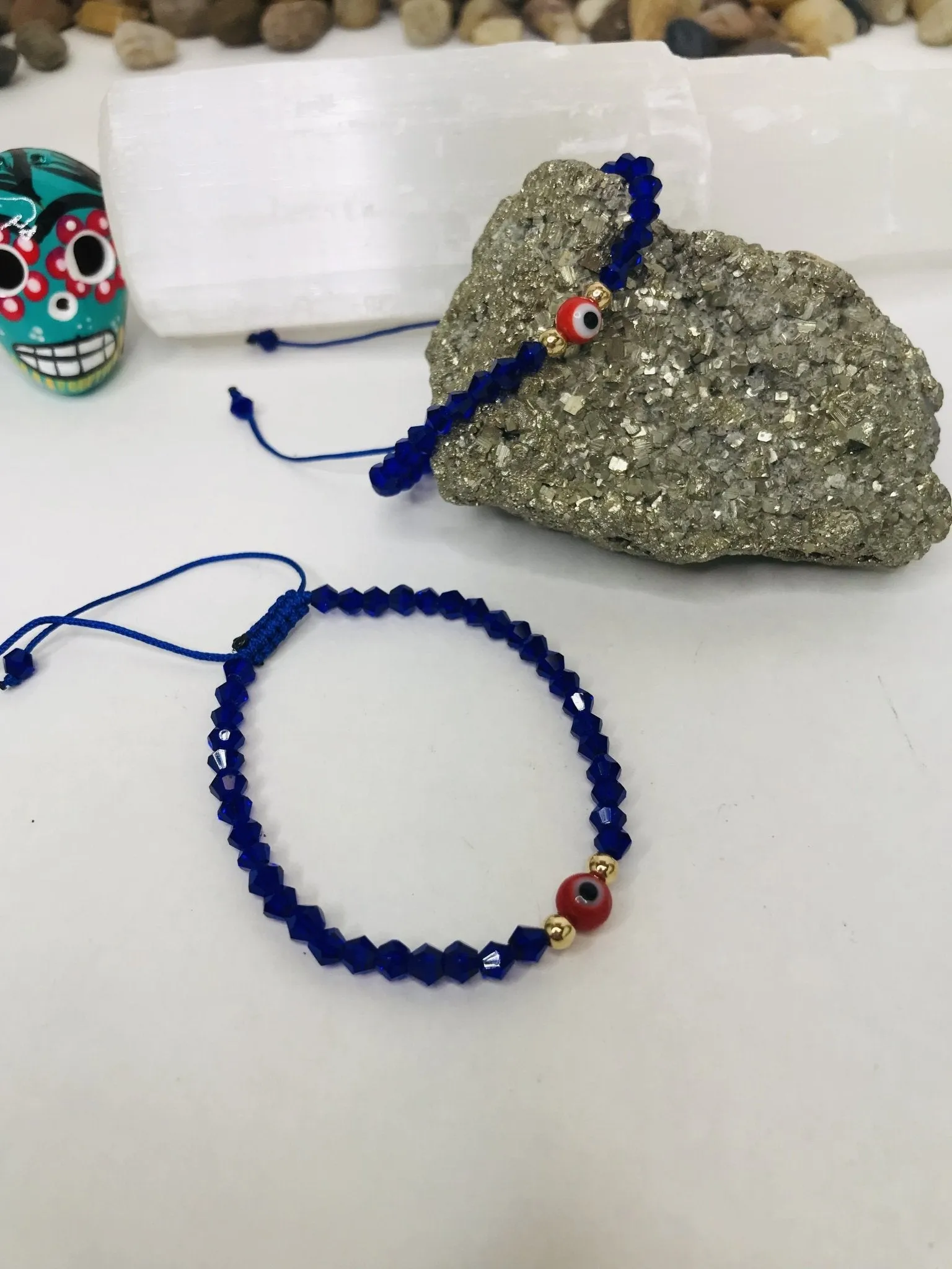 Glass Red Evil Eye String Bracelet Men or Woman Block Negative Energy  Black String Macrame Adjustable  Good luck Bracelet Evil Eye Protection