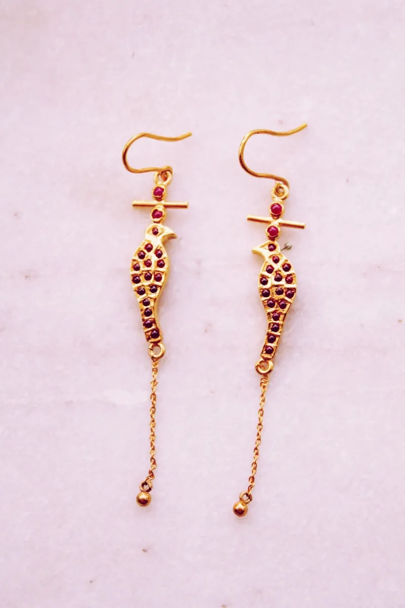 Goddess Parrot Single Chandelier Hoop Earrings (Gold-plated)