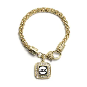 Gold 10k Runners Square Charm Braided Bracelet