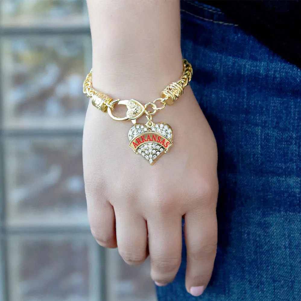 Gold Arkansas Pave Heart Charm Braided Bracelet