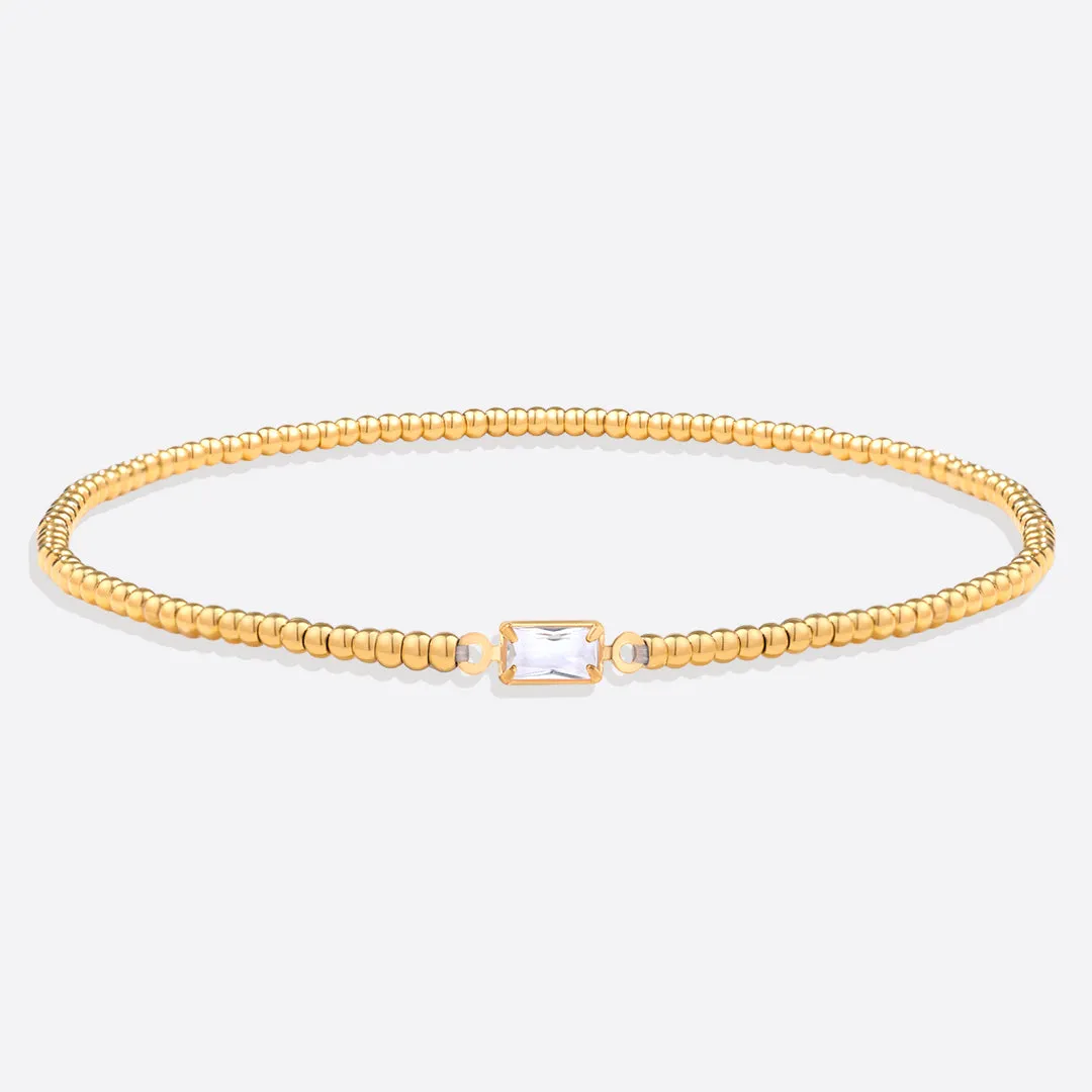 Gold Beaded Birthstone Bracelet