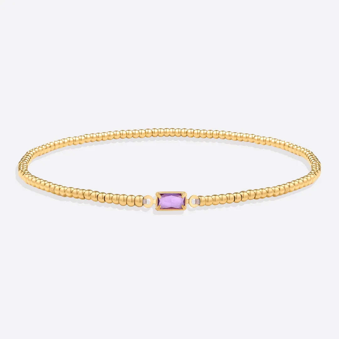 Gold Beaded Birthstone Bracelet