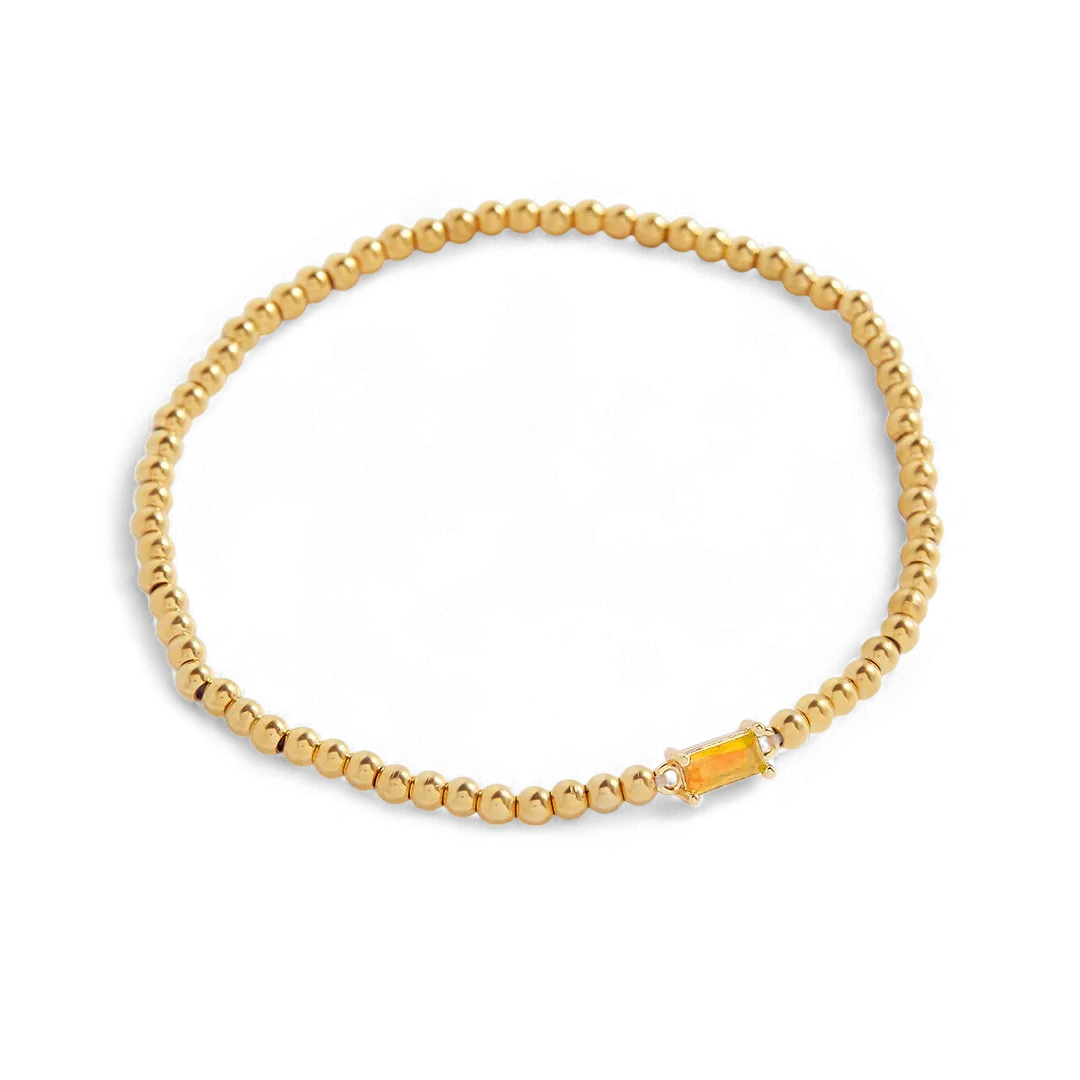 Gold Beaded Birthstone Bracelet