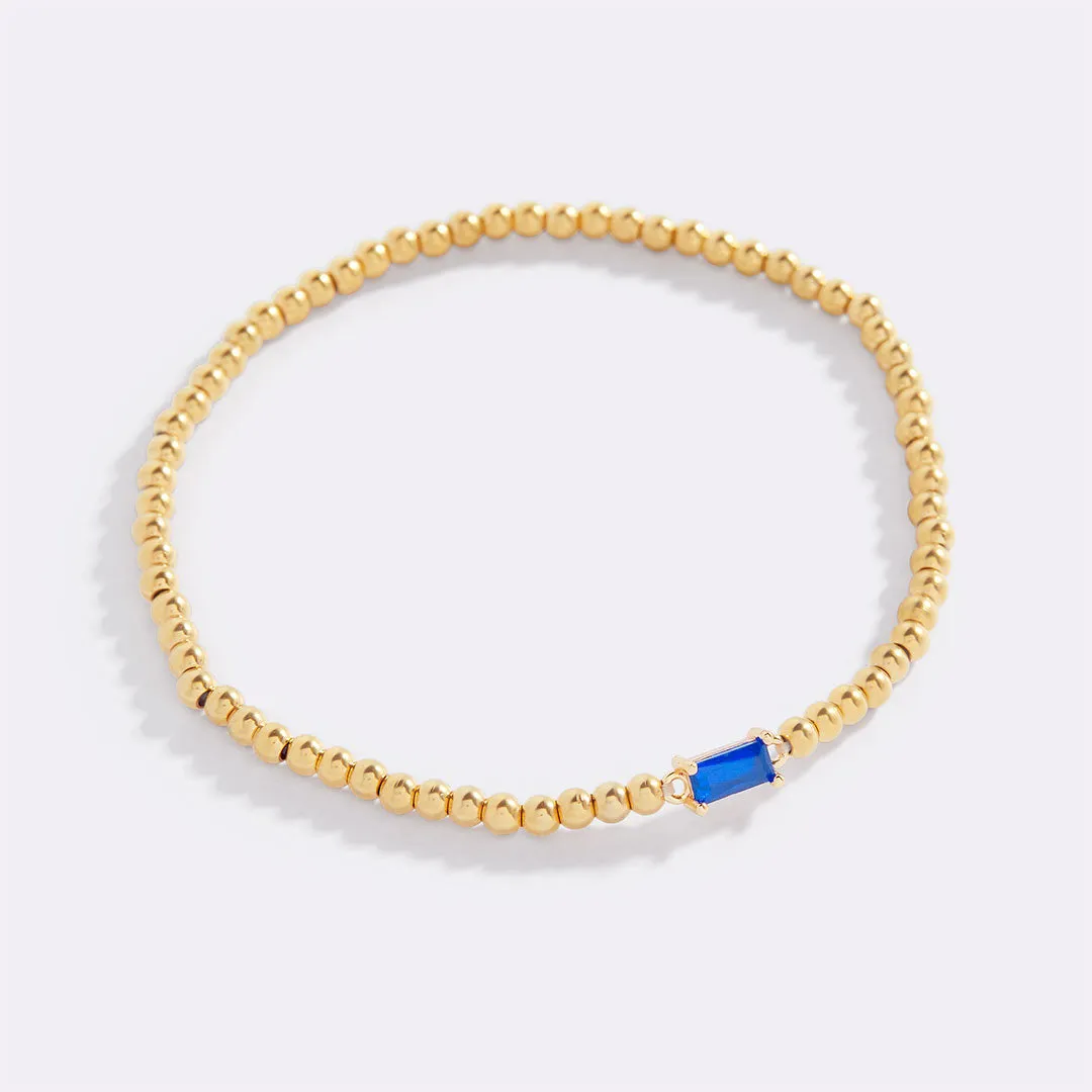 Gold Beaded Birthstone Bracelet