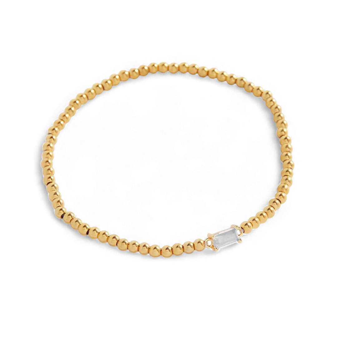 Gold Beaded Birthstone Bracelet