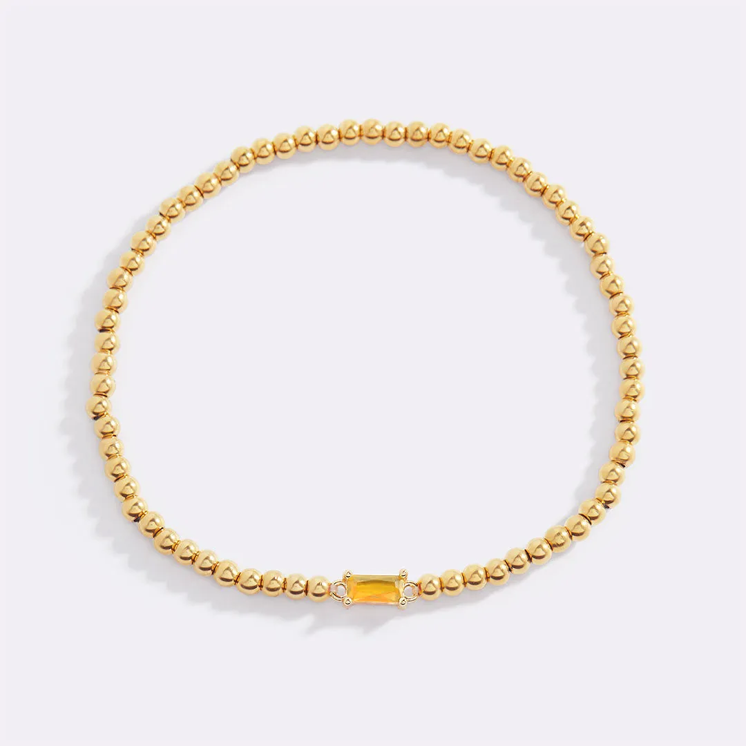 Gold Beaded Birthstone Bracelet