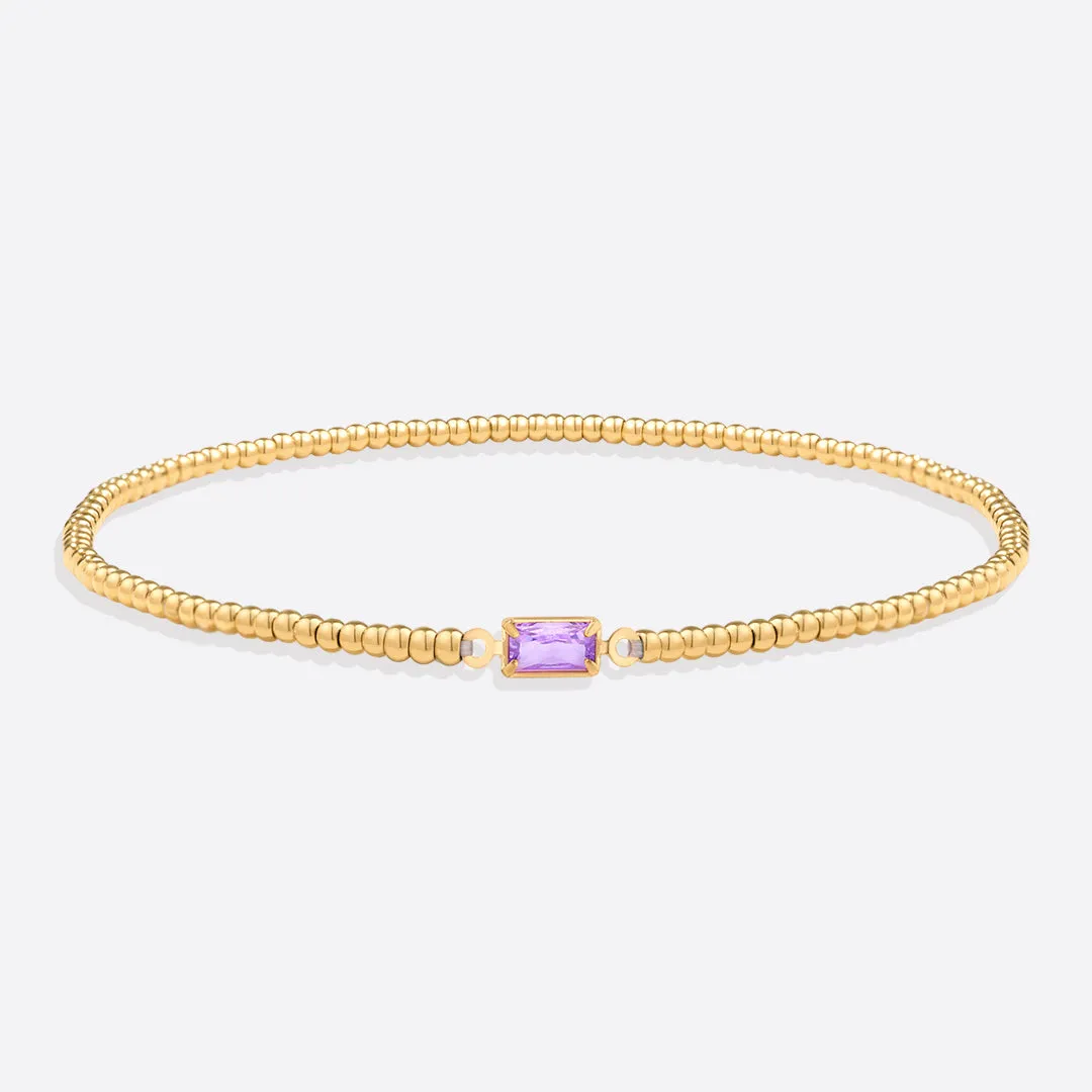 Gold Beaded Birthstone Bracelet