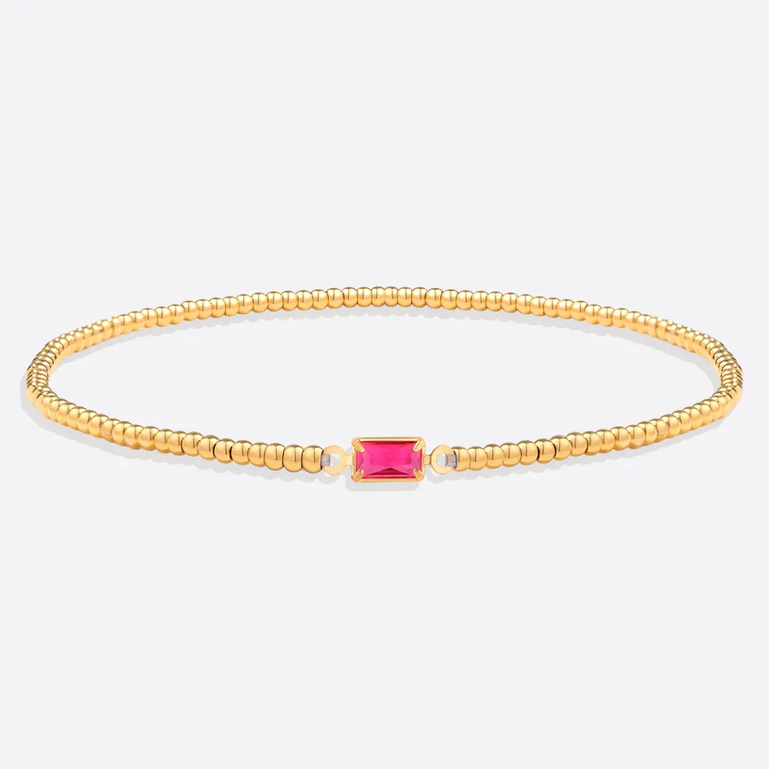 Gold Beaded Birthstone Bracelet