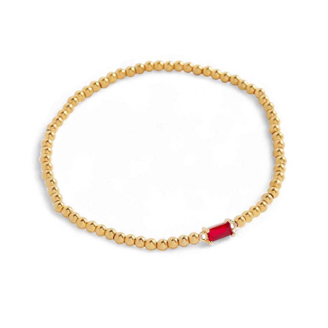 Gold Beaded Birthstone Bracelet