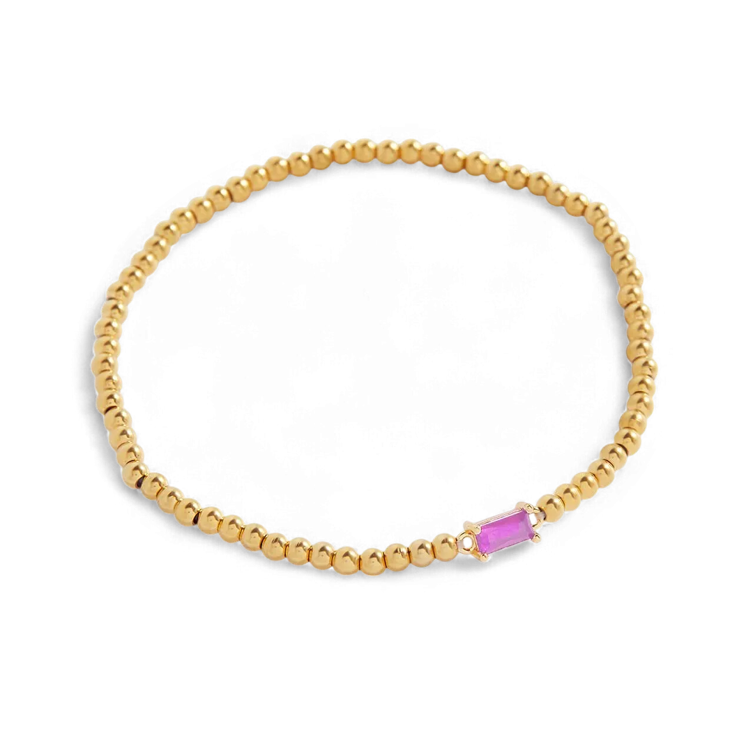 Gold Beaded Birthstone Bracelet