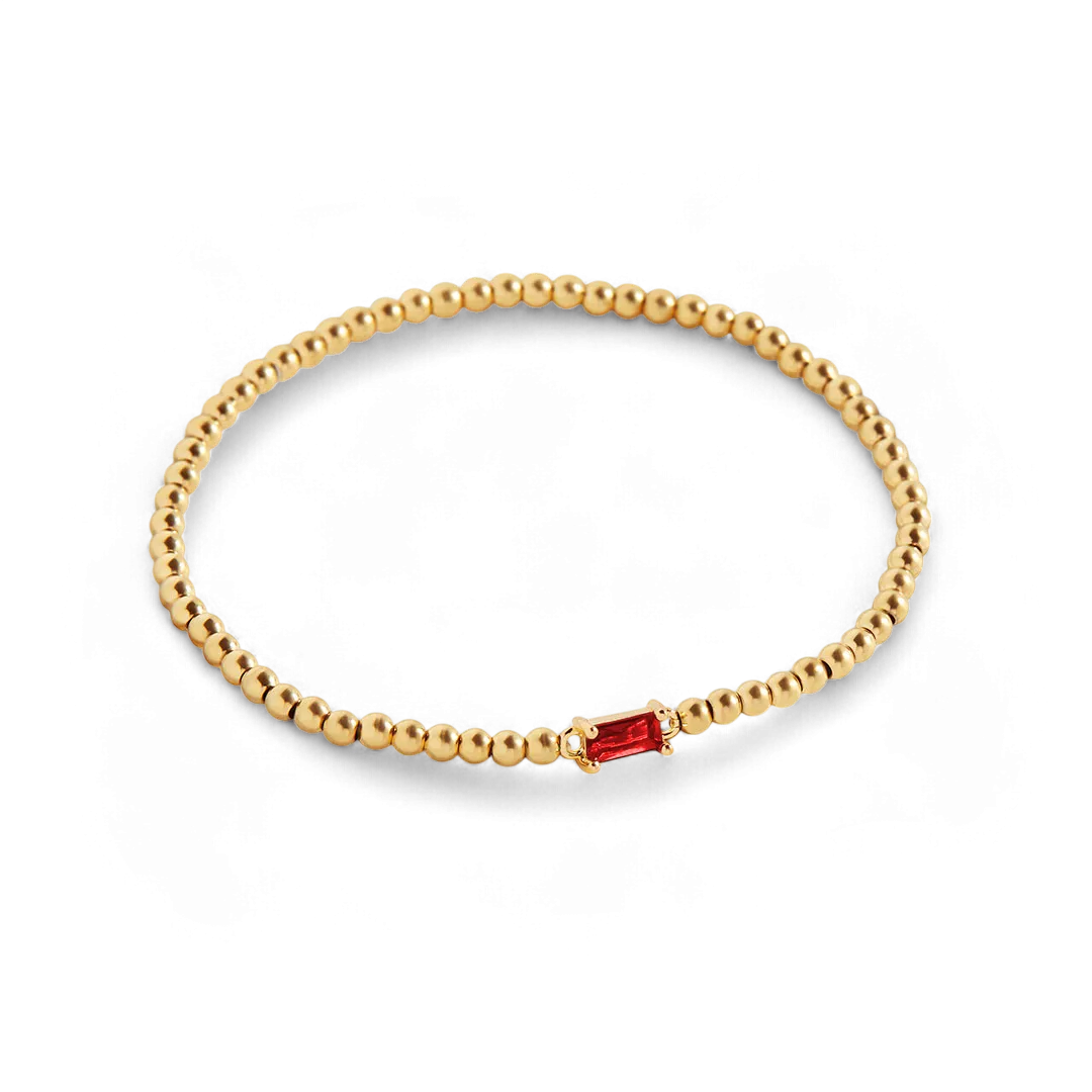 Gold Beaded Birthstone Bracelet