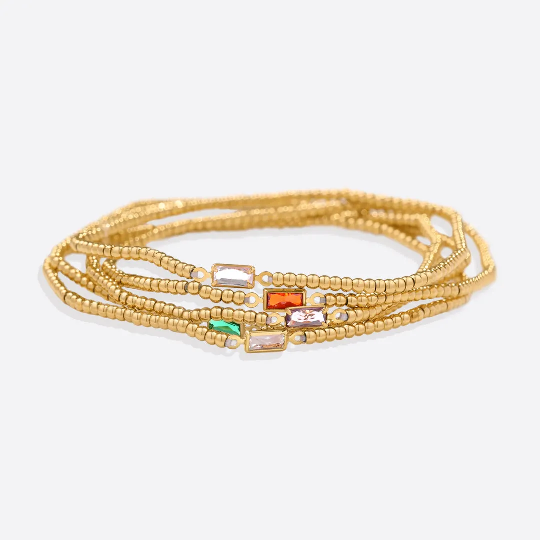 Gold Beaded Birthstone Bracelet