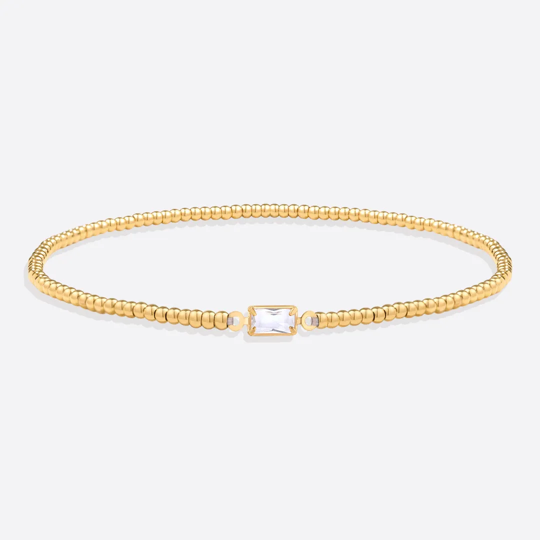 Gold Beaded Birthstone Bracelet