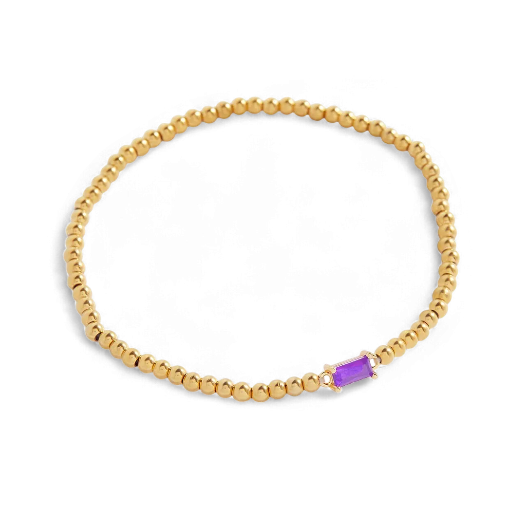 Gold Beaded Birthstone Bracelet