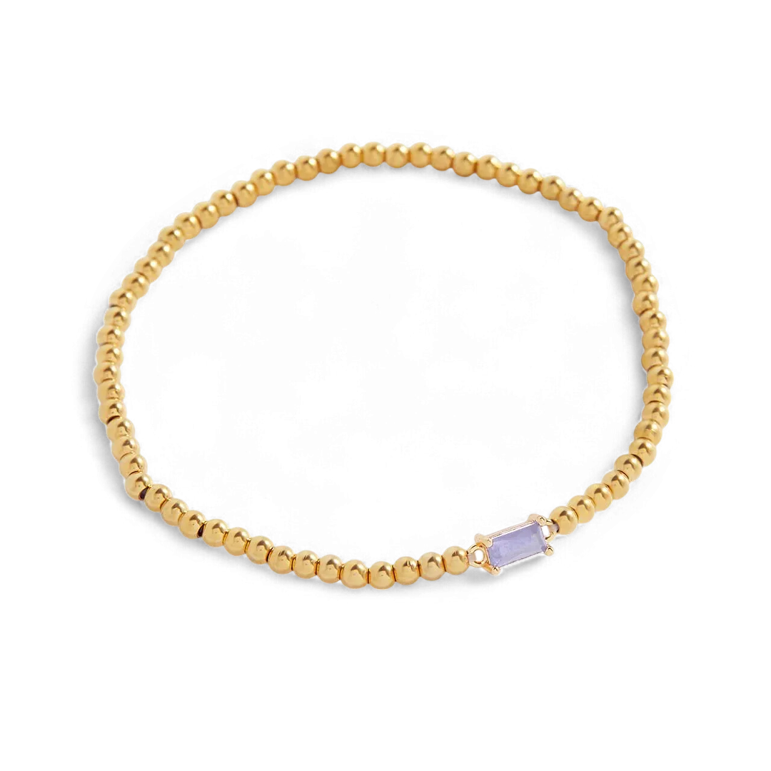 Gold Beaded Birthstone Bracelet