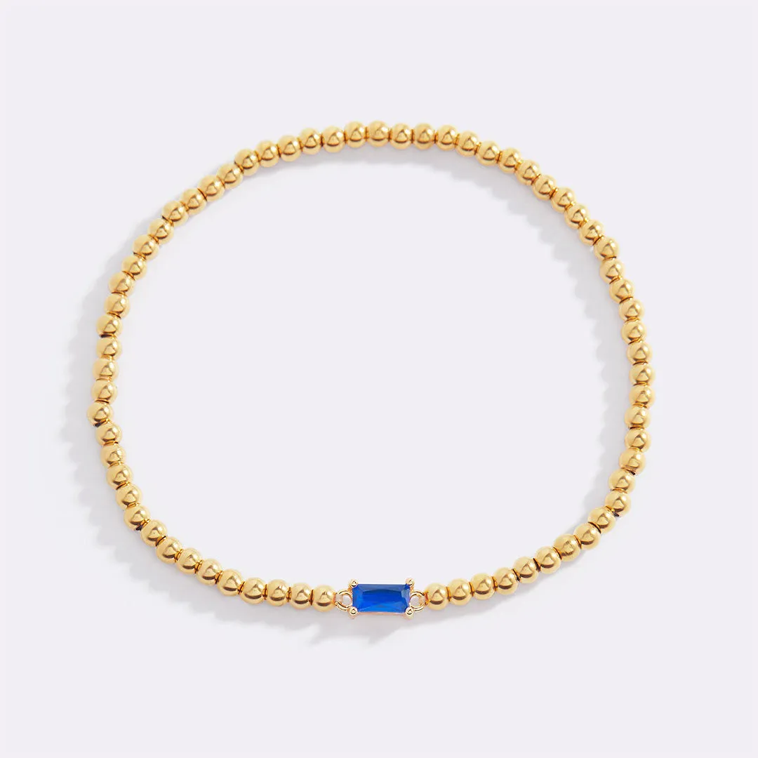 Gold Beaded Birthstone Bracelet