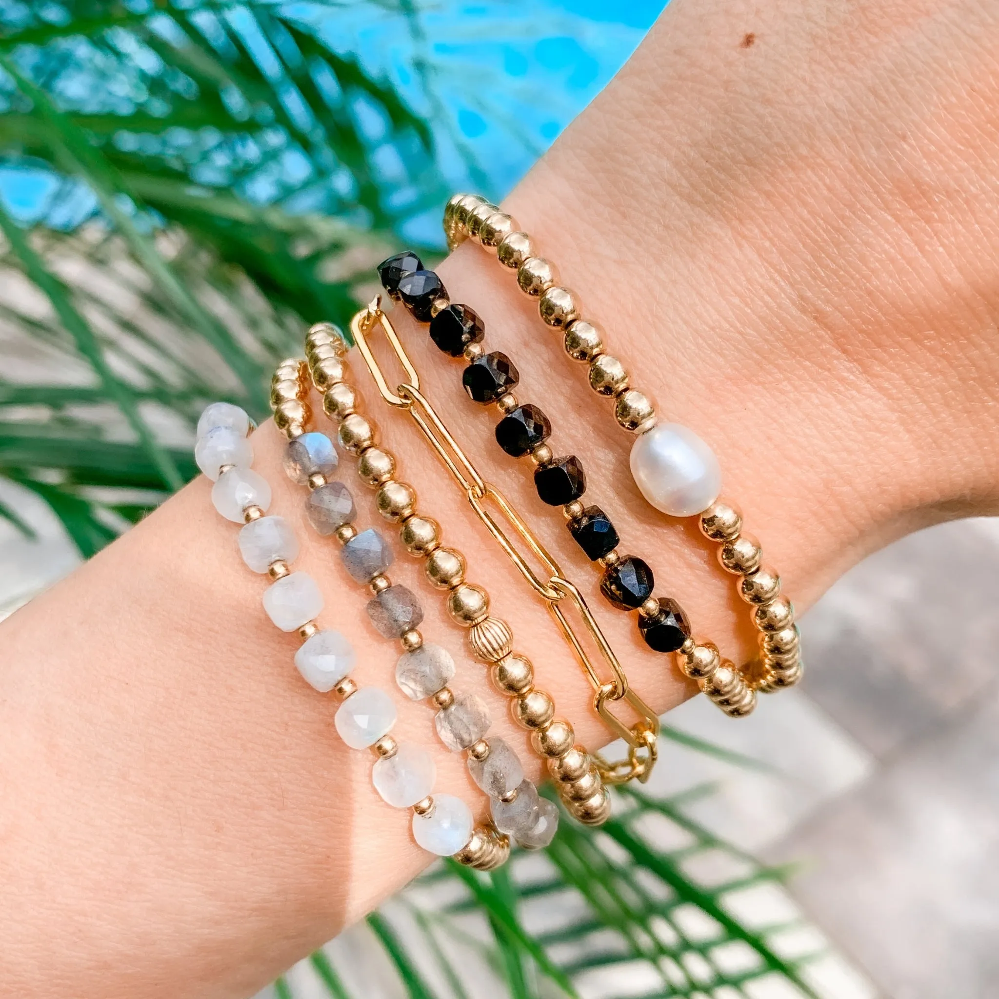 Gold Beaded Bracelet | Pearl