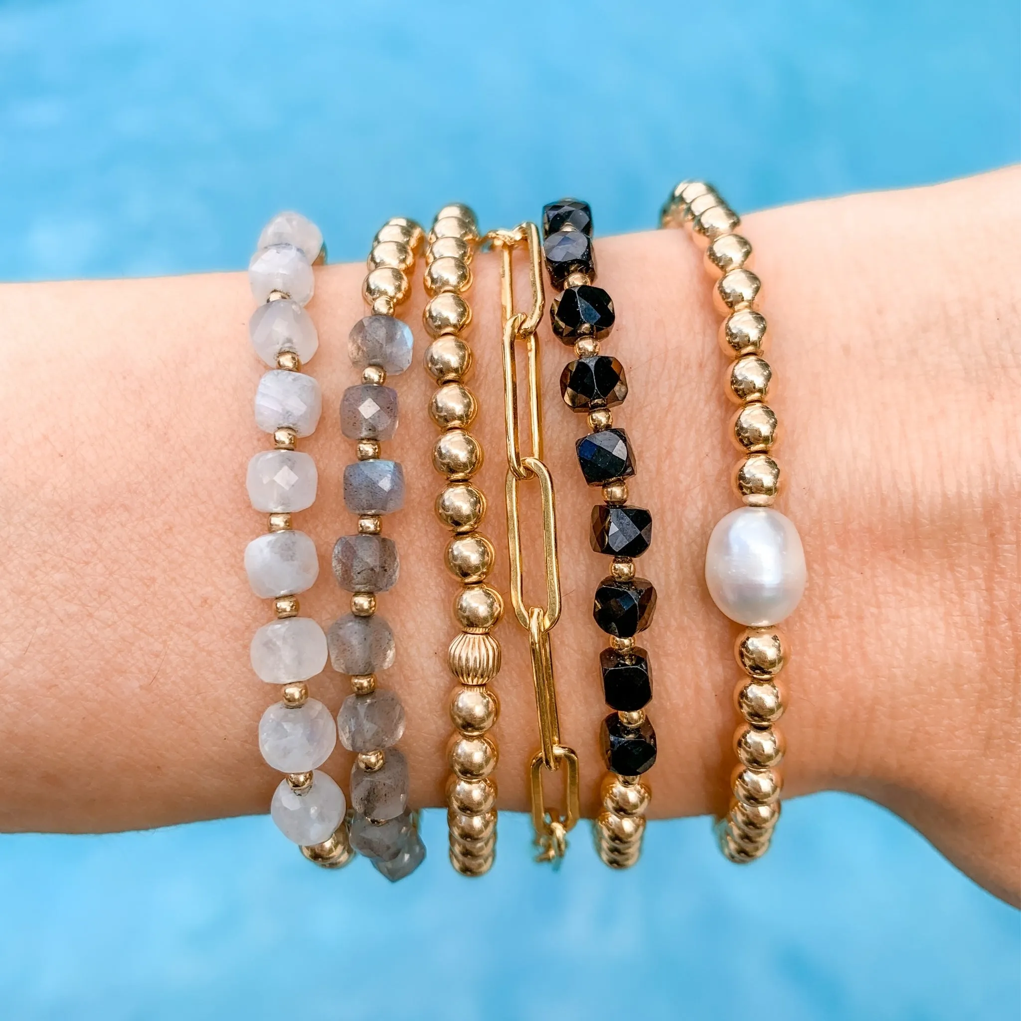 Gold Beaded Bracelet | Pearl