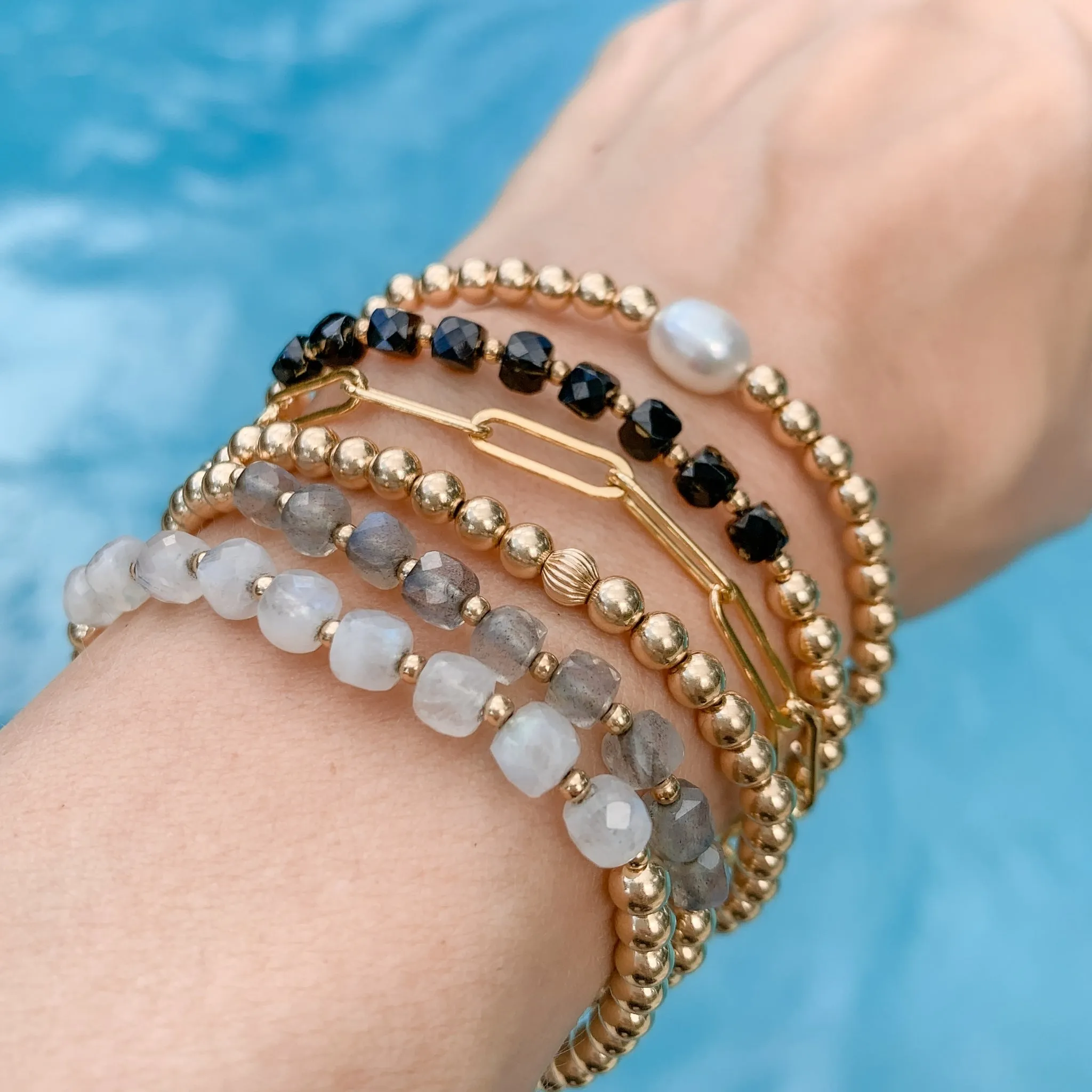 Gold Beaded Bracelet | Pearl