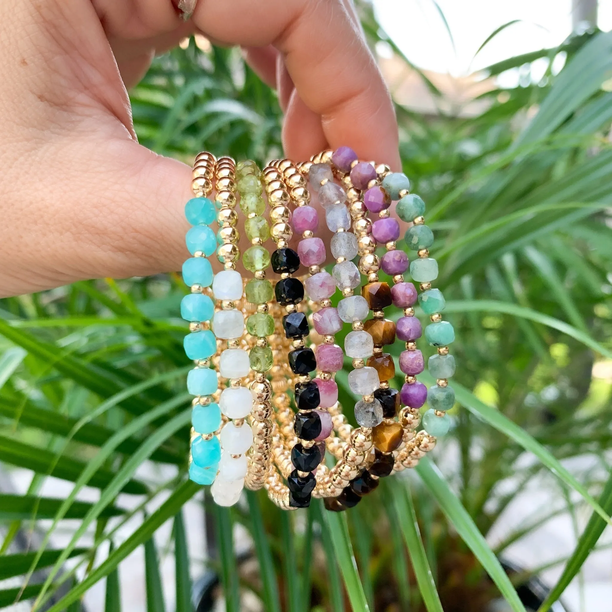 Gold Beaded Bracelet | Phosphosiderite