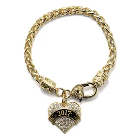 Gold Black and Gold 2017 Pave Heart Charm Braided Bracelet