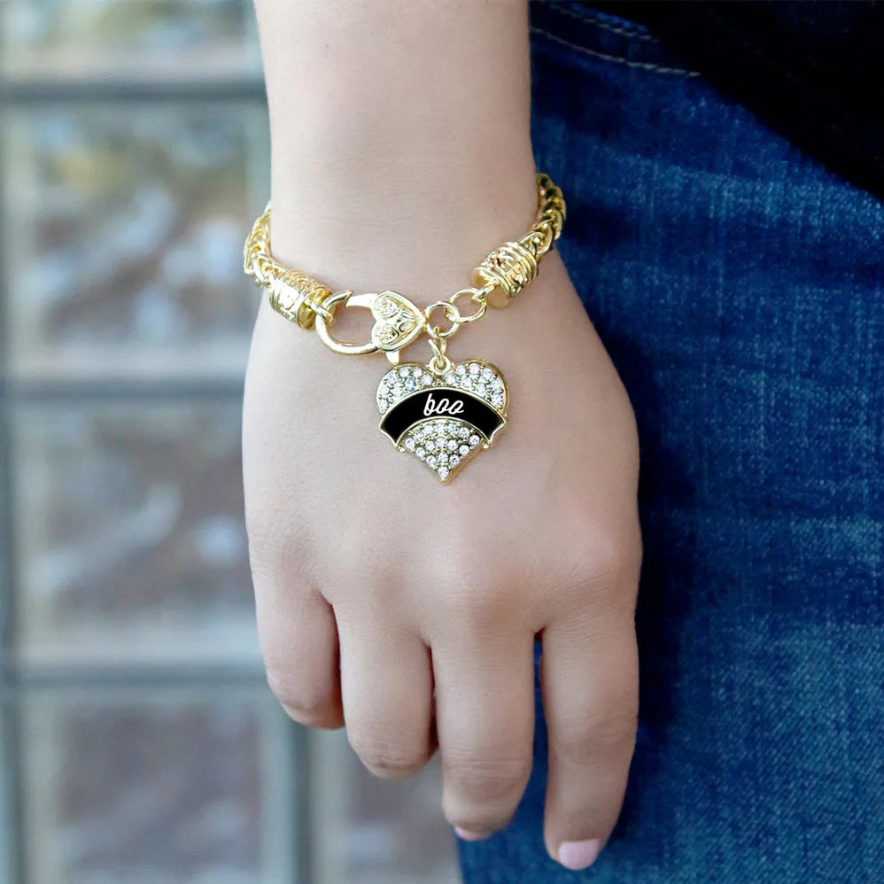 Gold Boo Pave Heart Charm Braided Bracelet