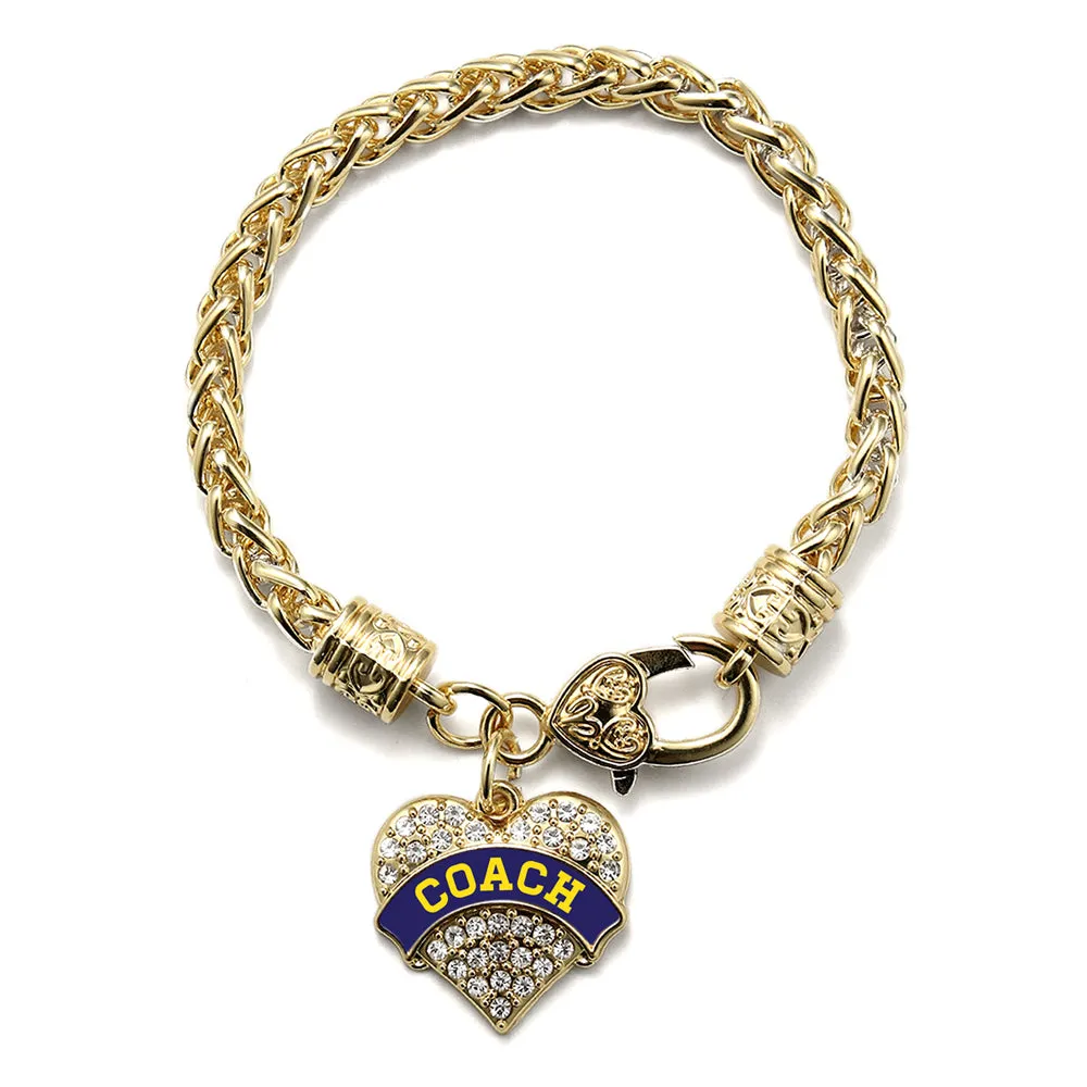 Gold Coach - Navy Blue and Yellow Pave Heart Charm Braided Bracelet