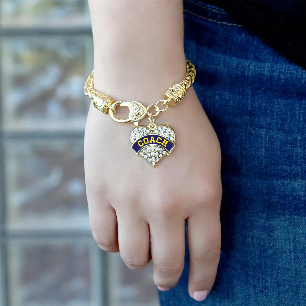 Gold Coach - Navy Blue and Yellow Pave Heart Charm Braided Bracelet