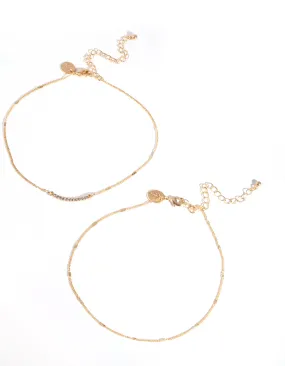 Gold Diamante Smile Choker Pack