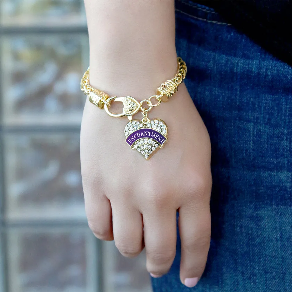 Gold Enchantment Pave Heart Charm Braided Bracelet