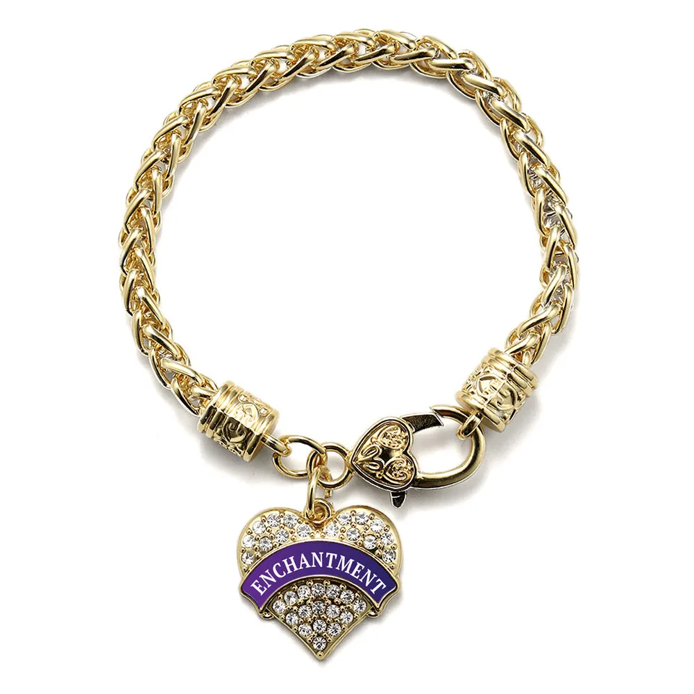 Gold Enchantment Pave Heart Charm Braided Bracelet