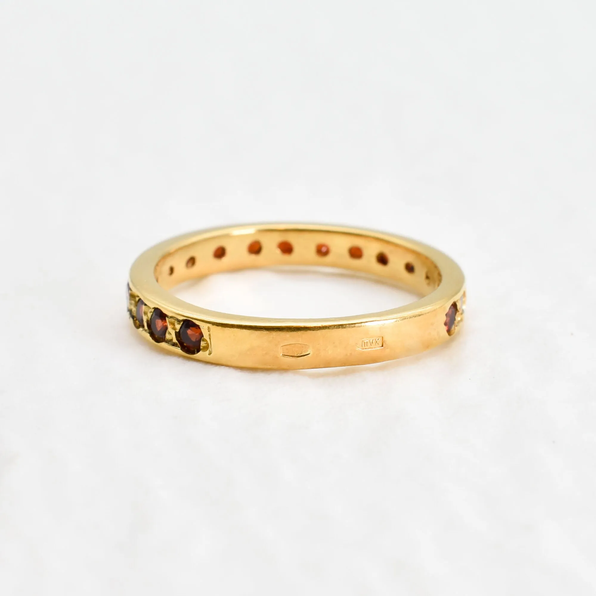 Gold Eternity Garnet Band, Dainty Garnet Ring, January Ring