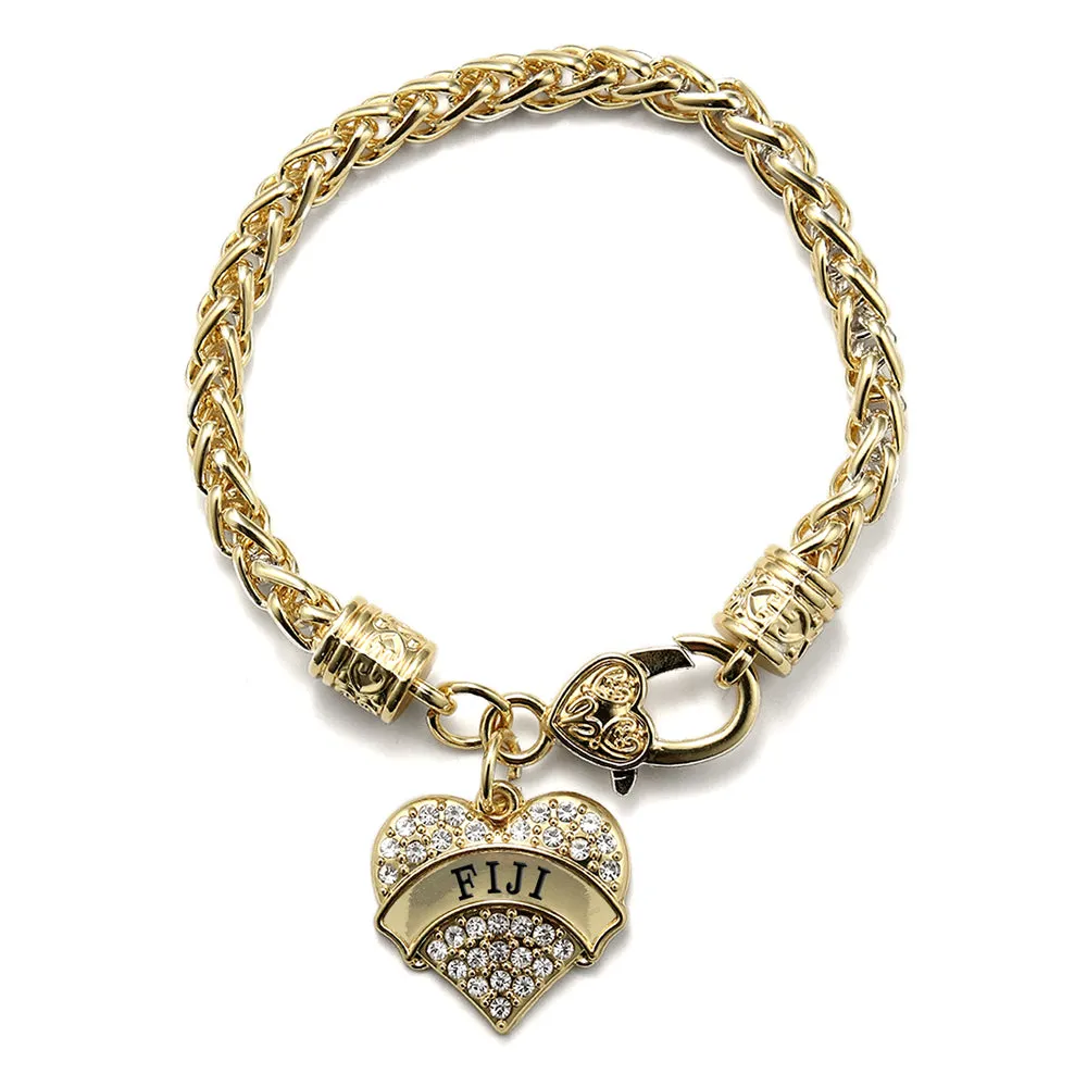 Gold Fiji Pave Heart Charm Braided Bracelet