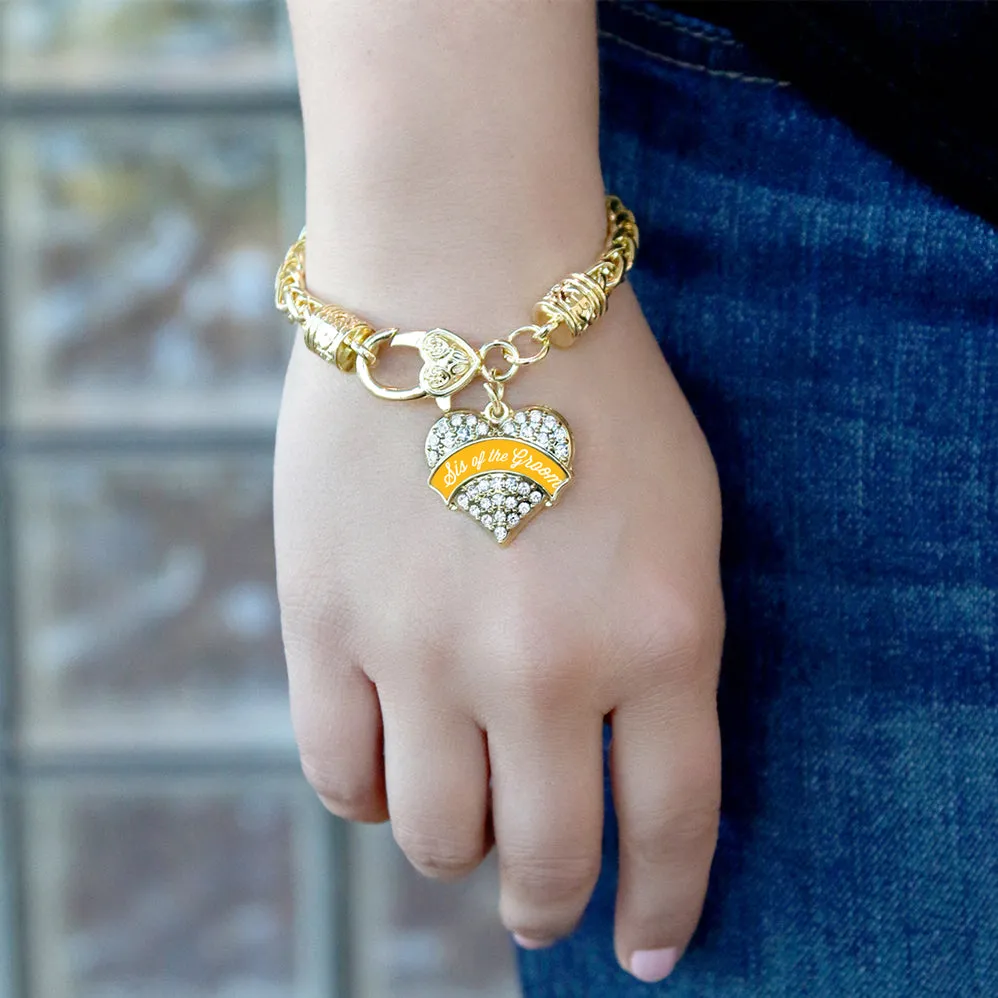 Gold Marigold Sis of the Groom Pave Heart Charm Braided Bracelet