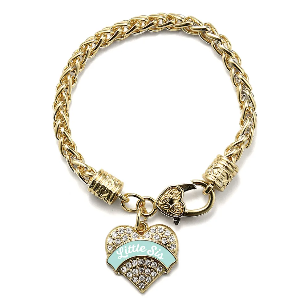 Gold Mint Little Sister Pave Heart Charm Braided Bracelet