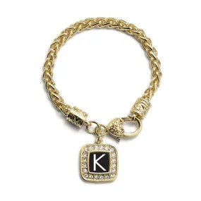 Gold My Initials - Letter K Square Charm Braided Bracelet