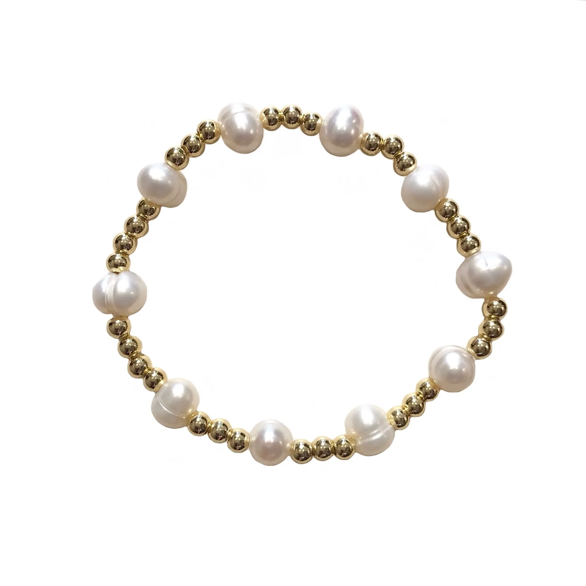 Gold Pearls Stretch Bracelet