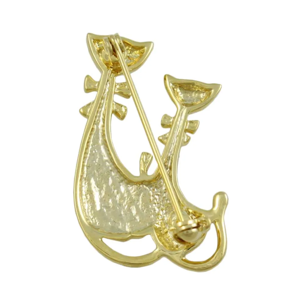 Gold-plated Crystal Mom and Baby Cat Brooch Pin - DPRA411